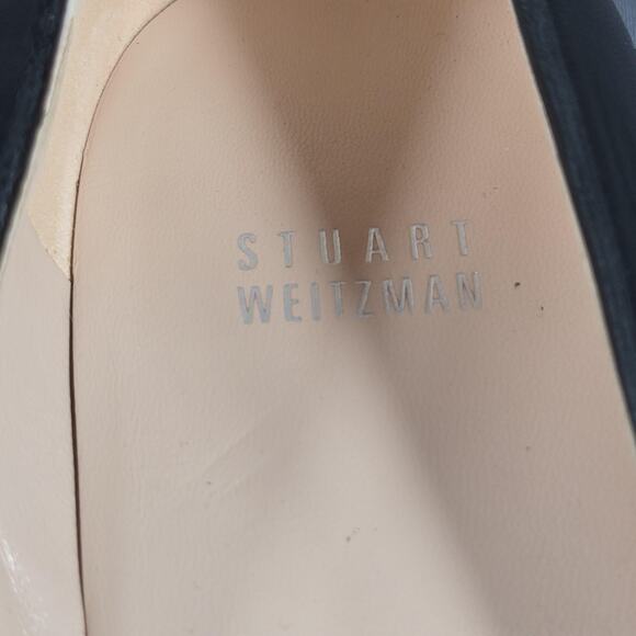 Stuart Weitzman Pointed Toe Flats Womens 9 Black Leather Rope Detail Shoes - Picture 7 of 12